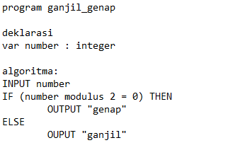 Contoh Pseudocode Ganjil Genap