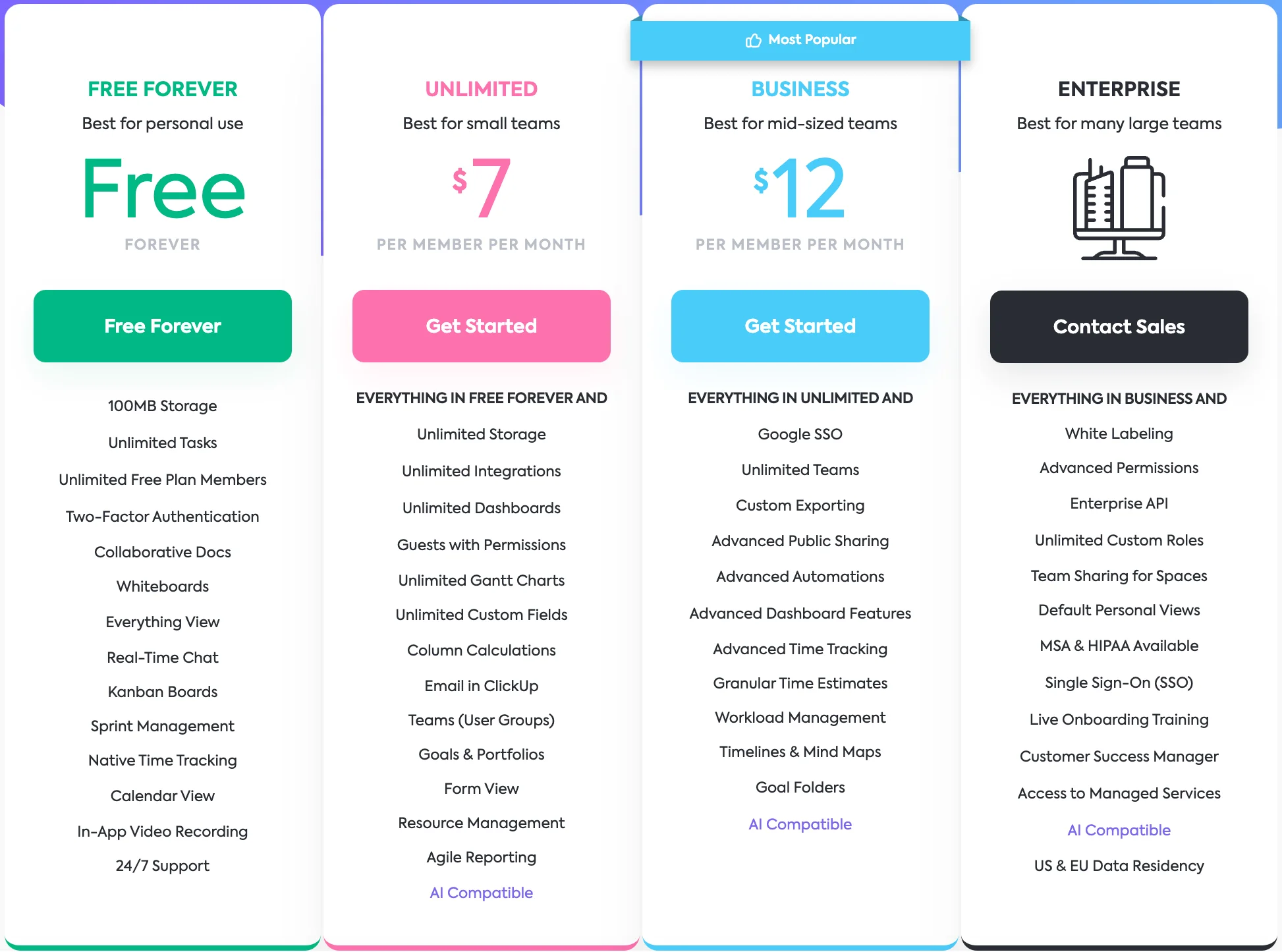 clickup pricing